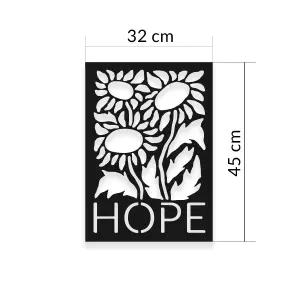 Decortie Modern Hope Metal Art Wall Home Decorative Ornament, Black