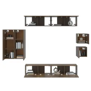 Berkfield 8 Piece TV Cabinet Set Brown Oak Engineered Wood