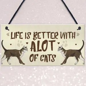 Red Ocean Alot Of Cats Sign Home Funny Crazy Cat Lady Sign Cat Lover Gift Hanging Sign