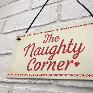 Red Ocean Naughty Corner Novelty Hanging Sign Home Wall Door Plaque Funny Children Gift