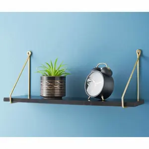 Addre Floating Shelf Black/Gold / 20cm H x 80cm W x 15cm D