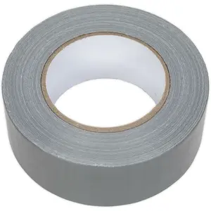 48mm x 50m Silver Duct Tape Roll - Easy Tear High Tack and Moisture Resistant