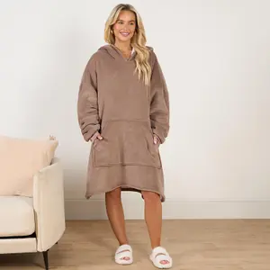 Sienna Hoodie Blanket Ultra Plush Wearable Sherpa Oversize - Mink Brown