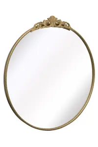 MirrorOutlet Crown - Gold Metal Framed Circular Round  Wall Mirror 39" X 39" (100x100CM)