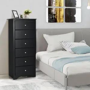 Costway Chest of Drawers Free Standing 6 Drawers Wooden Storage Cabinet W/ Metal Handles