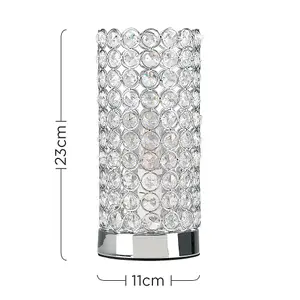 ValueLights Ducy Modern Chrome and Clear Acrylic Jewel Cylinder Touch Table Lamp