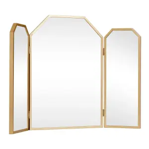 Melody Maison Gold Hexagon Triple Dressing Table Mirror 82cm x 59cm