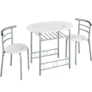 Yaheetech 3 Piece Modern Round Dining Table Set White (L) 80cm x (W)53cm