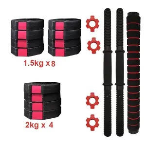 SunDaze Barbell Dumbbell Set 20kg Weight Plates Kit Fitness Gym