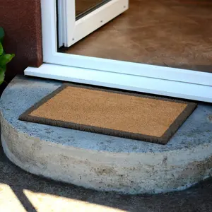 Grey Border Doormat With Charcoal Border Unique Doormats Natural Coir