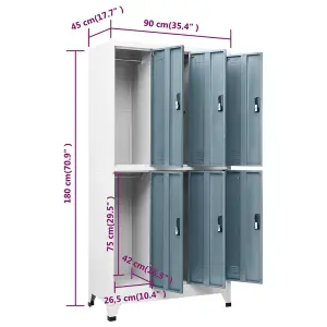 Berkfield Locker Cabinet Light Grey and Dark Grey 90x45x180 cm Steel