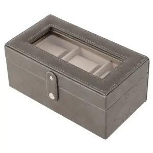 Luxury Slate Grey 3 Section Watch Storage Box, Unisex Watch Gift Box, Watch Travel Case Gifts Ideas