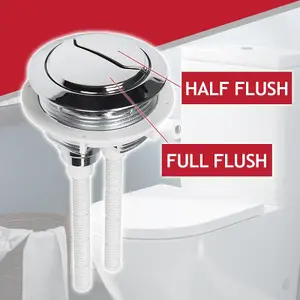 SPARES2GO Toilet Dual Flush Button 48mm WC Cistern Chrome Plated 110mm Double Push Rod Kit