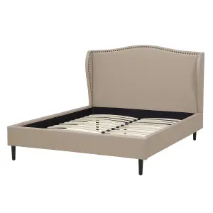 Fabric EU Double Size Bed Beige COLMAR