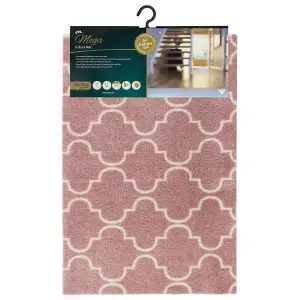 JVL Mega Machine Washable Door Mat 50 x 75 cm, Rose Lattice