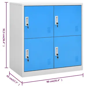 Berkfield Locker Cabinet Light Grey and Blue 90x45x92.5 cm Steel