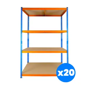 20 Bays of 4 Tier Extra Heavy Duty Storage Racking 1800h x 1200w x 600d mm 300kg