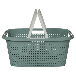 Plastic Laundry Basket with Handles Teal