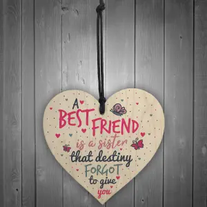 Red Ocean A Best FRIEND Sister Gifts Wooden Heart Christmas Friendship Gift Birthday Plaque Keepsake