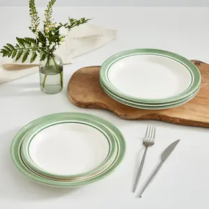 Potter's Stripe Set Of 4 Dinner Plates (Set of 4) Green