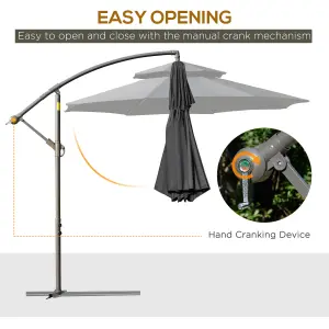 Outsunny 2.7m Cantilever Banana Parasol Outdoor Sun Shade Crank, Black