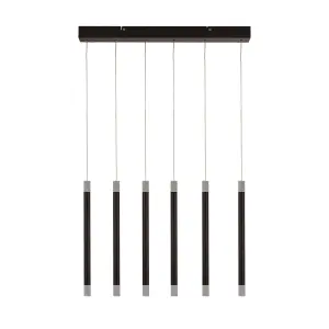 Lighting Collection Chiltepec Matt Black 6Lt LED Bar Pendant