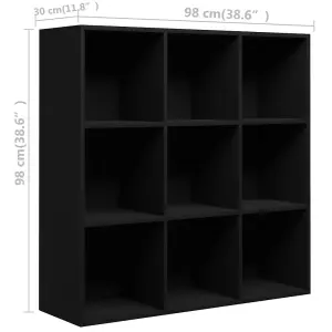 Berkfield Book Cabinet Black 98x30x98 cm Engineered Wood