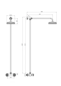 Thermostatic Exposed Shower Valve & Rigid Riser Kit - Chrome