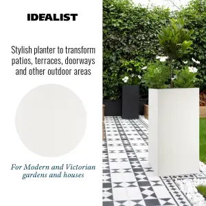 Set of 2 IDEALIST™ 60cm Tall Planter, White Reinforced Stone Garden Tall Square Planters, Outdoor Plant Pots H60 L27 W27 cm, 44L