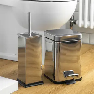 Square Bathroom Pedal Bin - 3 Litre Chrome