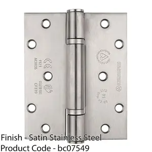 PAIR Grade 14 Heavy Duty Thrust Bearing Hinge 125 x 102mm Satin Stainless Steel