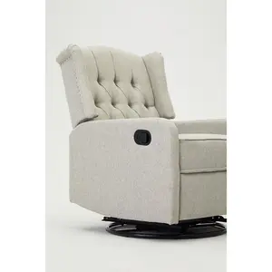 Charles Swivel Recliner Armchair Grey Wing Back Sofa With Adjustable Footrest