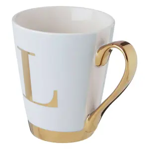 Maison by Premier Mimo White Frosted Deco L Letter Monogram Mug