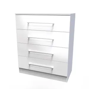 Chester 4 Drawer Chest in White Gloss (Ready Assembled)