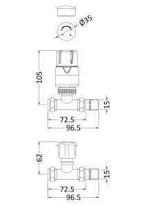 Straight Thermostatic Radiator Valves, Sold in Pairs - Chrome