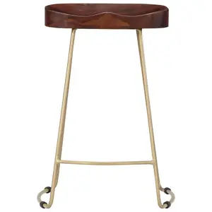 Fulbright Counter Stool with Metal Frame (Set of 2) Walnut / Gold / 62cm