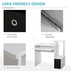 HOMCOM Computer Desk with Sliding Keyboard Tray Storage Drawer Shelf White