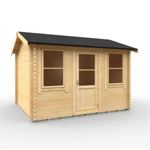 12ft x 10ft (3550mm x 2950mm) Horsforth "The Springfield Plus" 44mm Log Cabin With 2 Opening Window