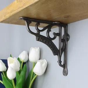 Oakcrafts - Pair of Antique Cast Iron London Piccadilly Shelf Brackets - 150mm x 150mm