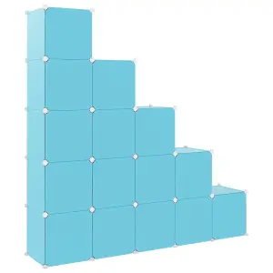 Berkfield Cube Storage Cabinet for Kids with 15 Cubes Blue PP