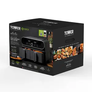 Tower Vortx Elite 10.4L Duo Basket Air Fryer with Sync Finish, 1700W