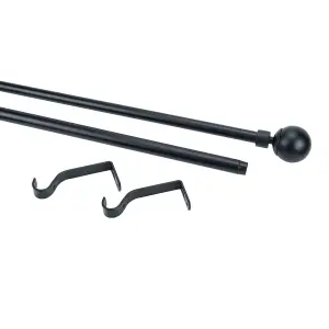 GoodHome Araxos Matt Black Extendable Ball Single curtain pole set Set, (L)2000mm-3300mm (Dia)19mm