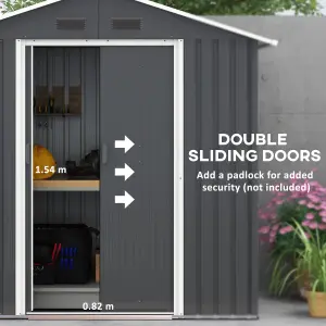 Outsunny 6.5x3.5ft Metal Garden Shed for Garden and Outdoor Storage, Dark Grey