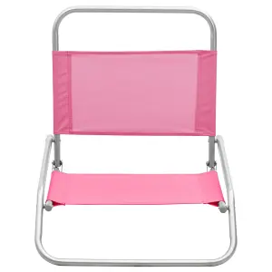 Berkfield Folding Beach Chairs 2 pcs Pink Fabric