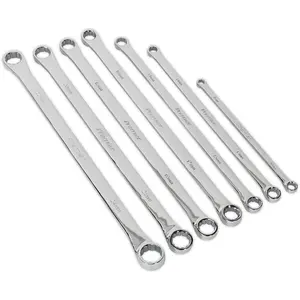 10-Piece Extra Long Double Ended Ring Spanner Set - 12 Point Metric Hand Wrench