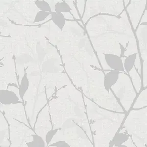 Boutique Belle White/Silver Leaves Wallpaper