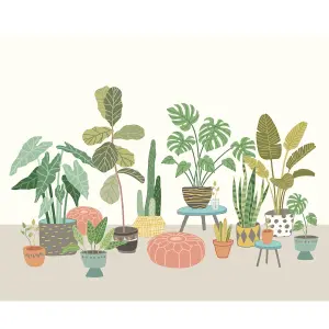 Origin Murals Houseplant Pots Grey Matt Smooth Paste the Wall Mural 300cm Wide X 240cm High