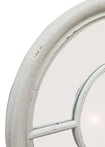 Covingtion Farmhouse Round Mirror/Window Mirror-Distressed White