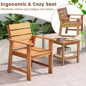 Costway 2 Piece Patio Hardwood Chairs Outdoor Garden Wood Dining Armchairs