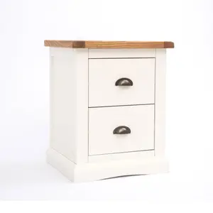 Cosenza 2 Drawer Bedside Table Brass Cup Handle